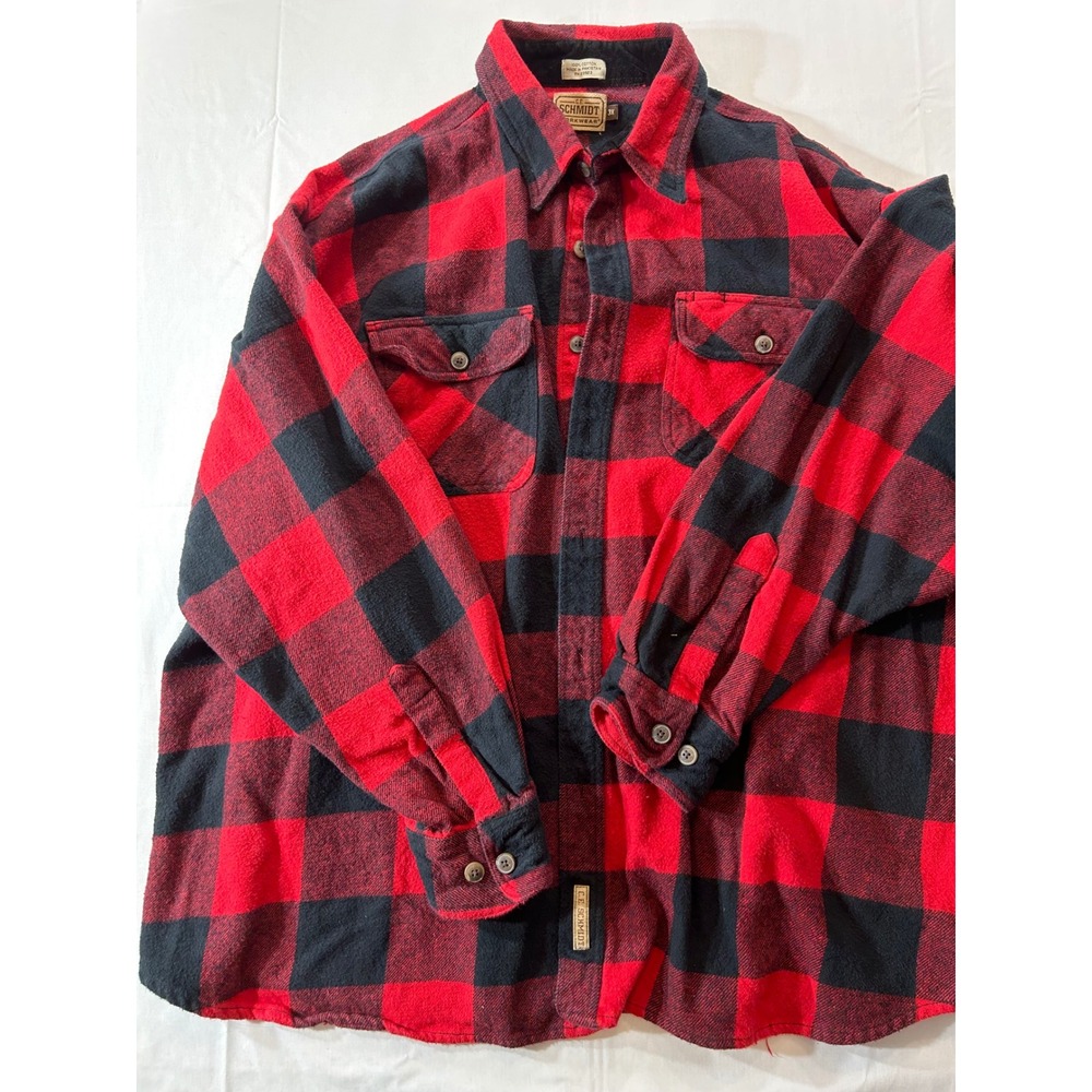 CE Schmidt Workwear Mens 3X Red Black Buffalo Plaid Flannel Button Down Shirt